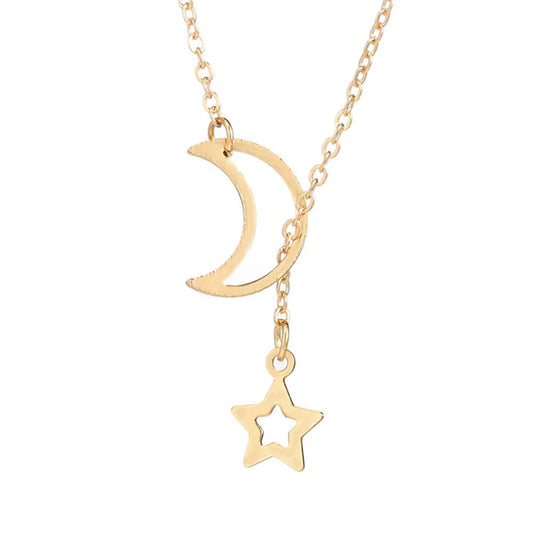 Fashion Moon Star Pendant Choker Necklace Alloy Zinc Chain Necklace Necklace for Women Party Jewelry Archery Necklace