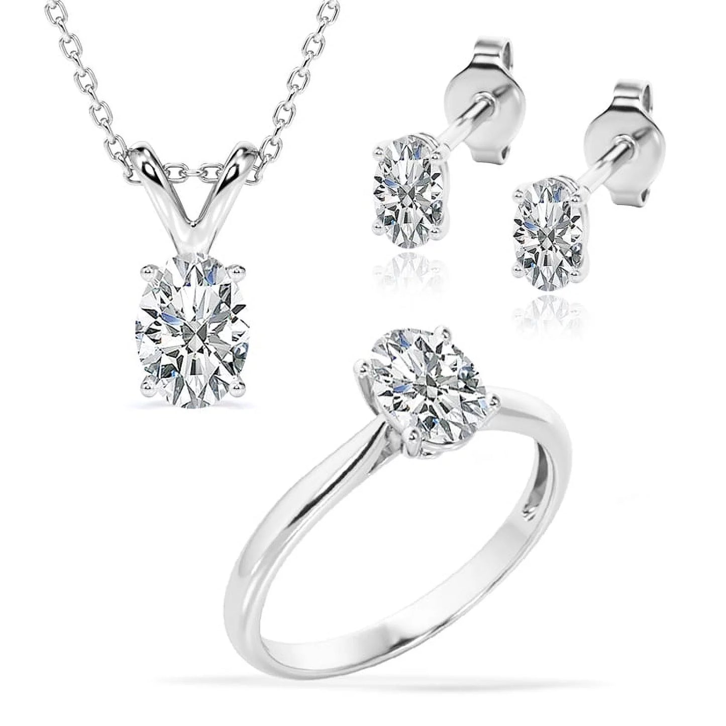 Beautiful Gift Set of 3 Carat Moissanite with Ring, Earrings & Pendant