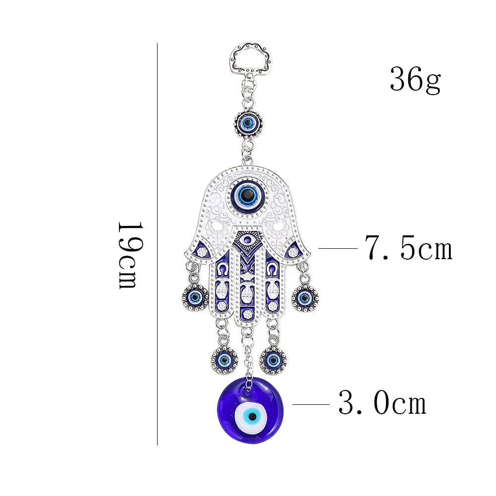 1PC Turkish Blue Eyes Metal Fatima Hand Pendant Home Decoration Accessories Room Decor Aesthetic Mascot Feng Shui Amulet