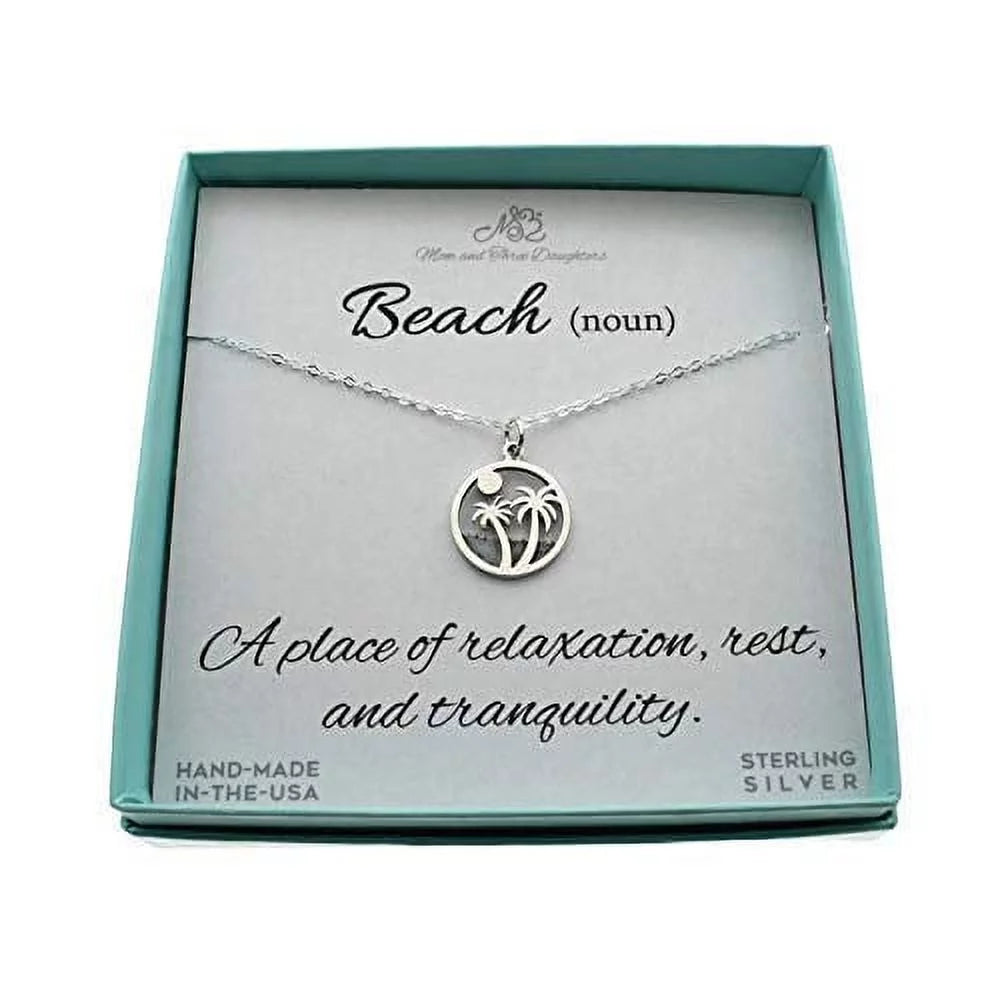 Palm Tree Necklace in Sterling Silver. Beach Lover Gifts. Ocean Jewelry. Vacation Gifts.