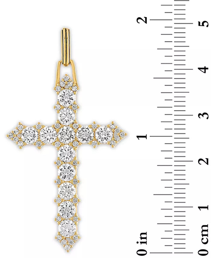 Cubic Zirconia Cross Pendant in 14K Gold-Plated Sterling Silver, Created for Macy'S